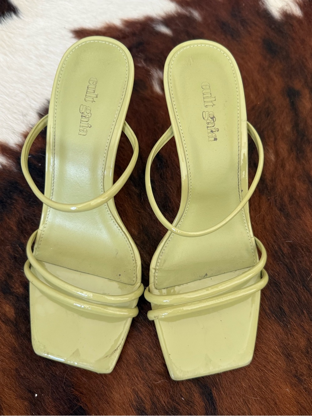 Cult Gaia Green Strappy Square-Toe Heels - Picture 2 of 3